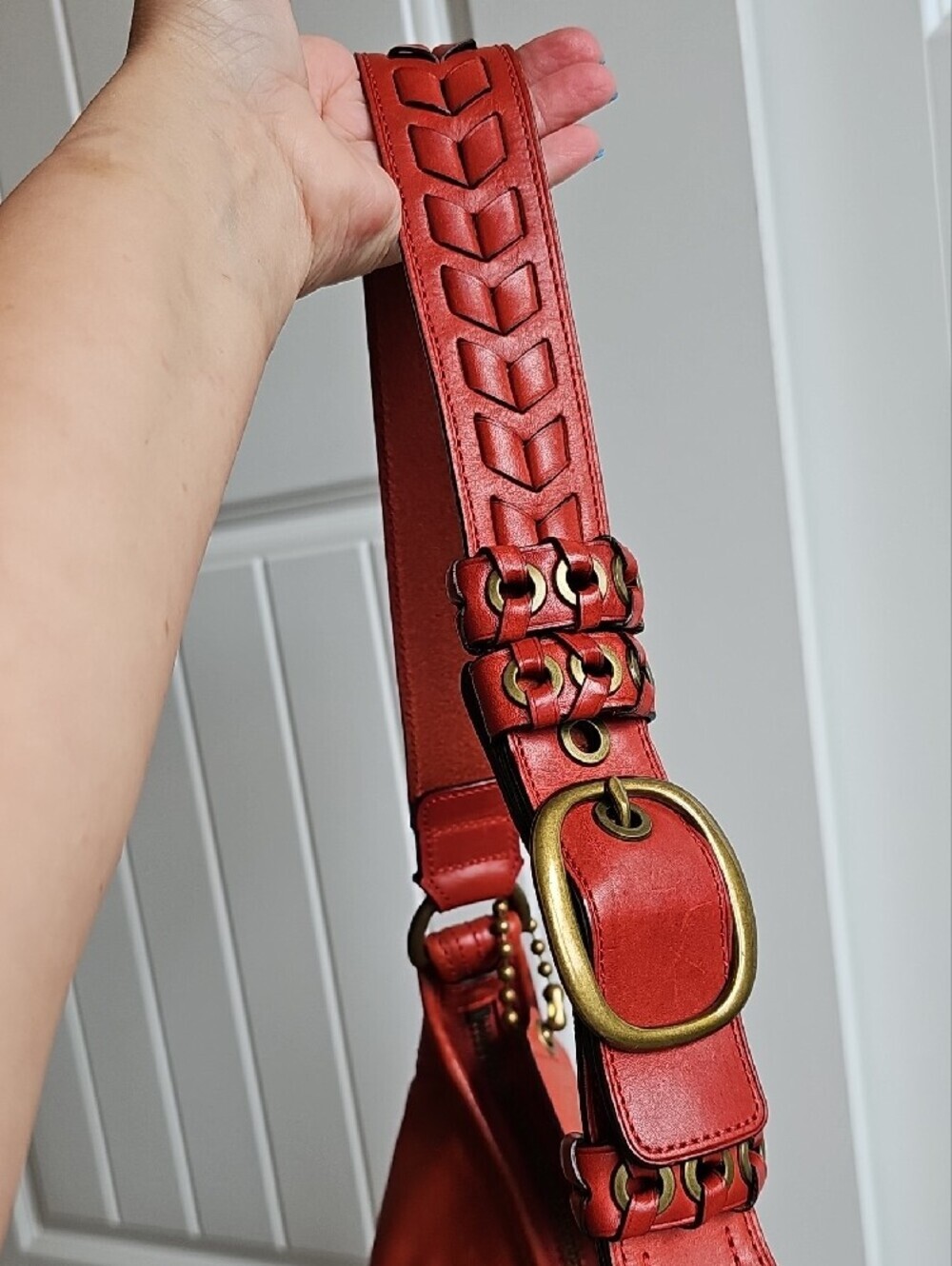 Coach 2007 Bleecker Tattersall Large XL Duffel Bucket Bag Vermilion 11423 Rare - Picture 7 of 12